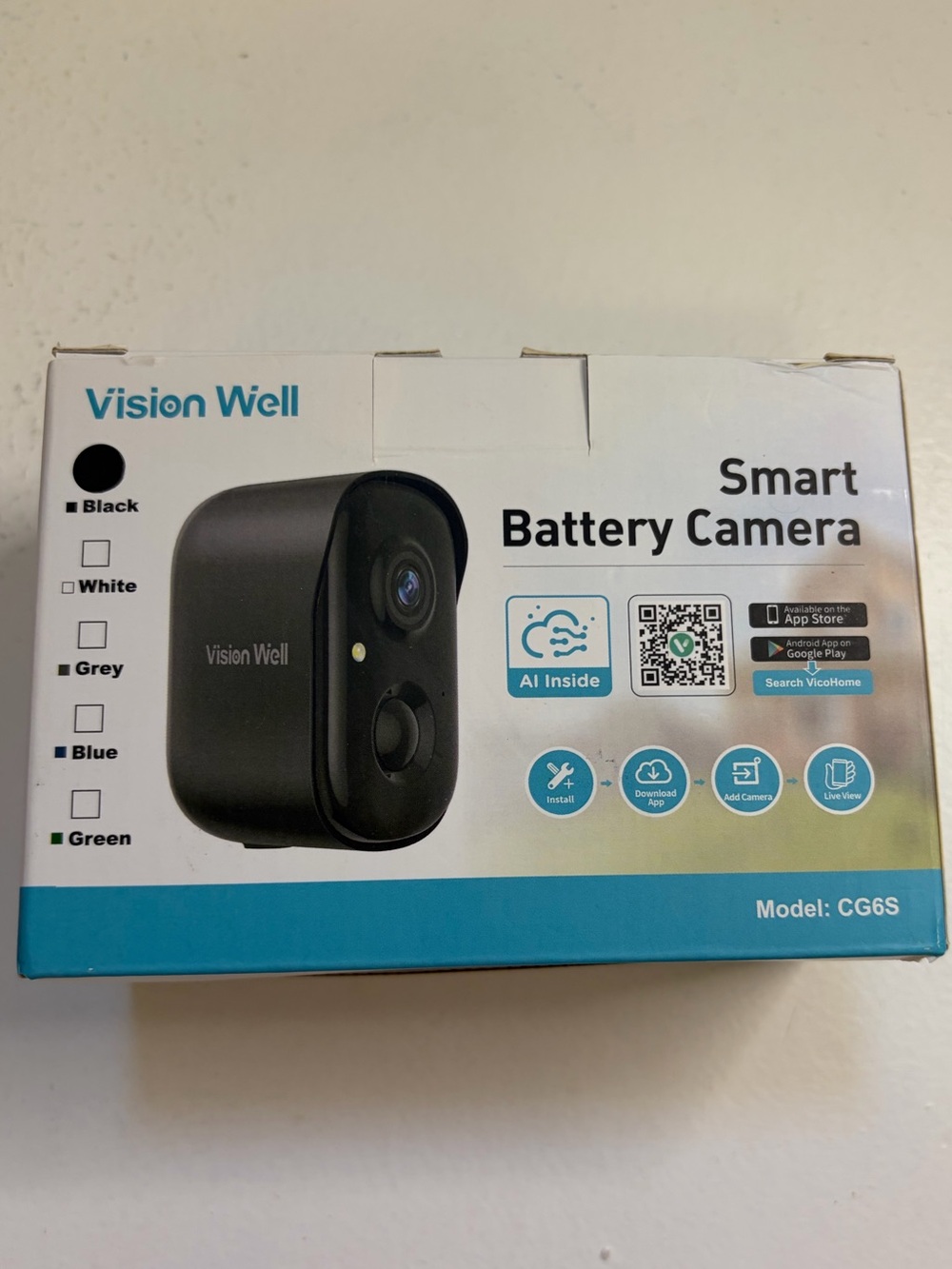 NIB Vision Well Smart Battery Camera - Black